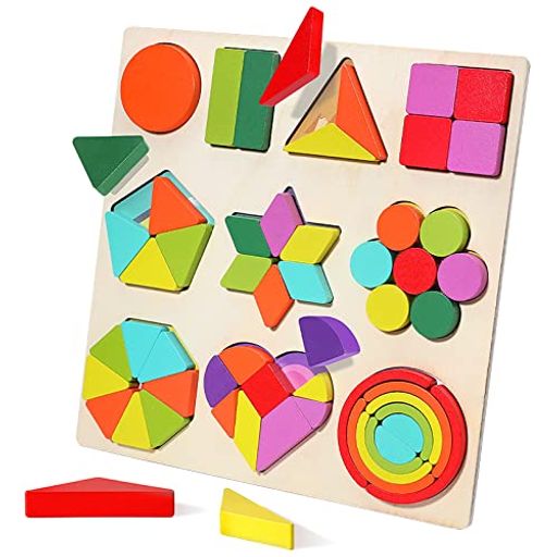 木製タイプ:こちらは天然の木を使用したおもちゃです、あんぜんのために丸み加工されています、手触りが良いです。更にカラフルな色合いが人気のポイントで、初めてのパズルとしてピッタリです!6歳以上 セット内容:三角・四角・丸とさまざまなブロックを集めるセットで、並べたり組み合わせたりして、長時間飽きずに遊べるでしょう。楽しみながら集中力や想像力を促進しますね! 型はめパズル:「複数のピースを組み合わせて指定された形にはめ込む」という遊び方が魅力です、比較的に難易度アップ、簡単な型はめパズルに慣れてきた子には、細かいピースが増えた型はめパズルにチャレンジしましょう! 自由自在に組み合わせ:ブロックで、動物や車や果物などの色々な形を作ることが可能で、遊びの幅が広がります。ご家族やお友達と一緒に積み木世界にようこそ~ バランスゲーム:ブロックを落とさないように積み上げていくバランスゲームを楽しめます。絶妙な力の加減が必要で、子どもでも大人でも盛り上がりそうです!