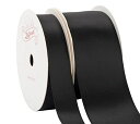 【zofrud】ブラック ダブルフェイス サテンリボン 2巻セット - 合計18メートル (16mm幅、38mm幅 x 9m) - 手芸、ギフトラッピング、ウェディングに最適
