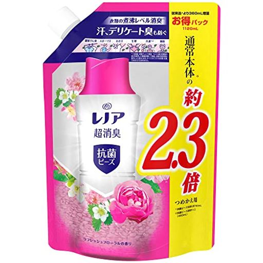 レノア 超消臭 抗菌ビーズ リフレッシュフローラル 詰め替え 特大1120ML