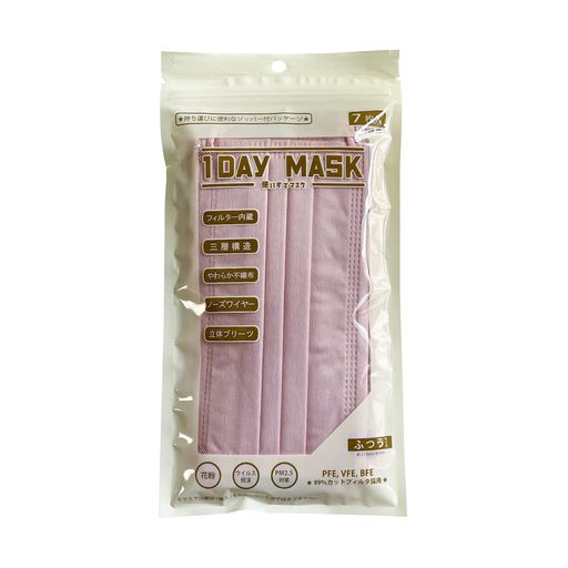 1DAYMASKふつうサイズPEACH1袋7枚入2袋セット不織布マスク柄マスク