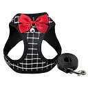 HITASI ペット犬 猫 用 ハーネス 可愛い チェック柄 かわいい 小型犬 超小型犬 ハーネス リード セット 猫ハーネス 胴輪 お散歩 首輪 軽量 調節可...