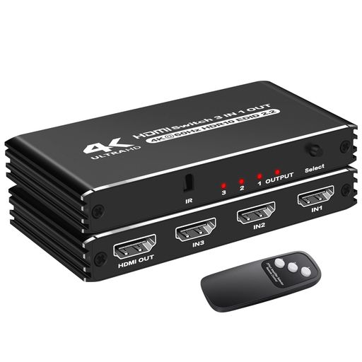🚀【3入力1出力 HDMI2.0切替器 】 当社の高品質な HDMI2.0スイッチャーで、3つの異なるHDMIソースから1つのHDMIディスプレイへ簡単に映像と音声を伝送できます。HDMIケーブルの抜き差しが不要で、遅延やフリッカー、解像度の低下も発生しません。3台のデバイスをシームレスに切り替えることで、作業時間と視聴時間を節約できます。 🚀【4K@60Hz 超高画質対応】 HDMI切り替え機は最大4K@60Hzの高解像度に対応し、HDCP 2.2にも対応しており、コンテンツの著作権保護が確実に行われます。また、18Gbpsの高速伝送により、HDR、3D映像、Dolby Atomsもスムーズに再生可能です。10/12/16ビット色深度、RGB/YUV4:4:4/YUV4:2:2/YUV4:2:0など、多彩な色彩モードに対応し、映像の細部まで鮮明に再現します。 *4K@60Hz の出力をご利用の際は、高品質な HDMI 2.0のケーブル 🚀【簡単操作 &amp; 自動・手動切替可能】 リモコンまたはHDMI ハブのボタンで、3つのHDMI信号源間を簡単に切り替えられます。