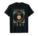 カスタムヴィンテージ1982ビニールターンテーブルレトロDJ40歳の誕生日Tシャツ