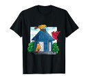 鳥の家、鳥の鳴き鳥の庭の季節の自然、屋外Tシャツ