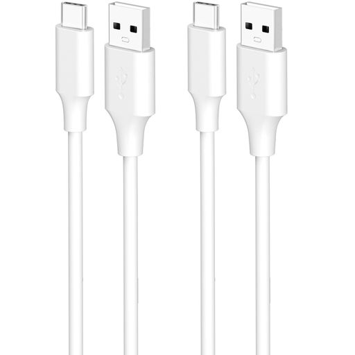 ACBANDSUSBTYPECケーブル【2本セット/1M/ホワイト】QC3.0対応3Aシリコン素材柔軟なデータケーブルUSB-A&USB-C
