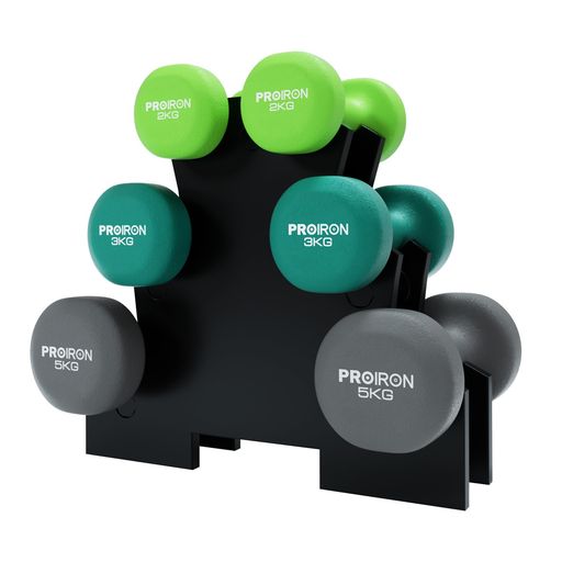 PROIRONダンベルセット2kg3kg5kg「2個セット」ダンベルラック付エクササイズネオプレンゴムコーティン..