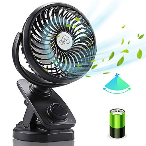 【自動首振り&最大60時間連続使用】 扇風機 小型 充電式 卓上風量無段階調節 5000MAH充電池内蔵 360度角度調整 USBクリップ ミニ 強風 静音設計 アロマ対応 直径14.5CM ブラック