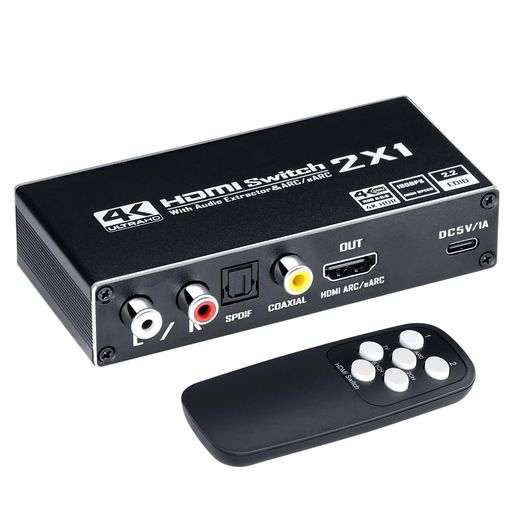 ELEVIEW HDMI 音声分離器 2入力1出力 手動切替 ARC機能 (R/L・同軸・光デジタル出...