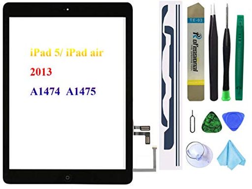 ブラックタッチスクリーン交換用 IPAD 5/IPAD AIR 2013 9.7インチ A1474 A1475 A1476 デジタイザーガラスアセンブリ ホームボタン + プリインストール接着剤 + ツールキット