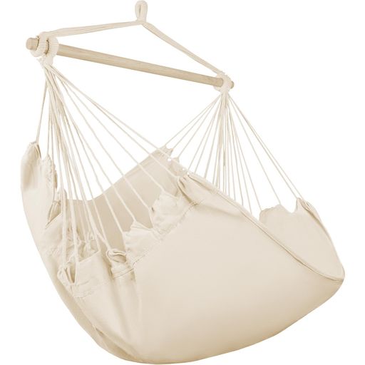 Rxakudedoハンモックチェア吊り下げ室内室外兼用抱き枕付き*2大人&子供兼用耐荷重量150kgベージュ