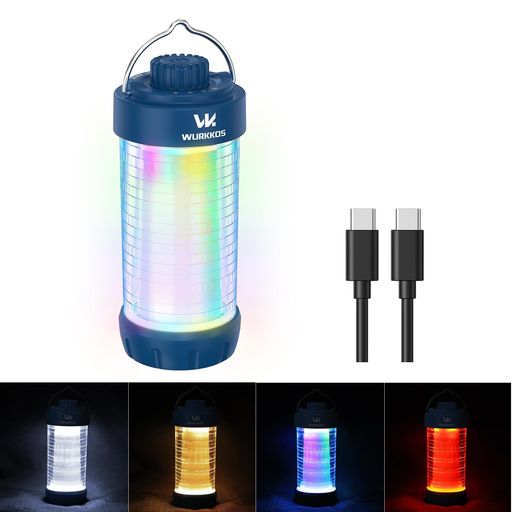 Wurkkos CL01 キャンプランタン 充電式、550LM 防水テントライト マグネットベース付き、最大300時間連続使用可能、ポータブルランタンフラッシュRGBライト搭載、ハリケーン、ハイキング、キ…
