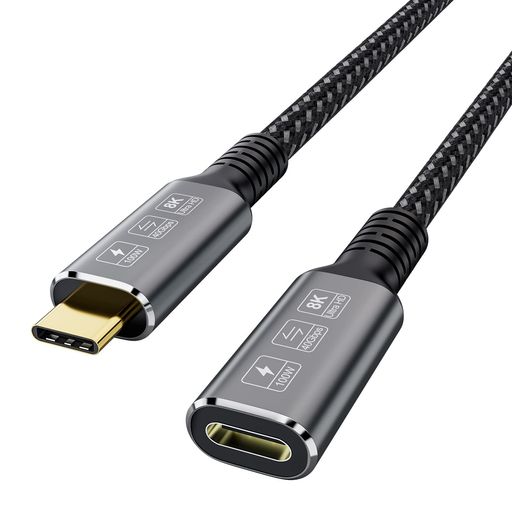 CableDeconn USB4 8K ケーブル 0.8M Thunderbolt 4 互換USB4 Type-cオス-メス延長ケーブル Ultra HD 8K @60Hz 100W 充電40Gbpsデータ転送外部SSDeGPUと互換性があります