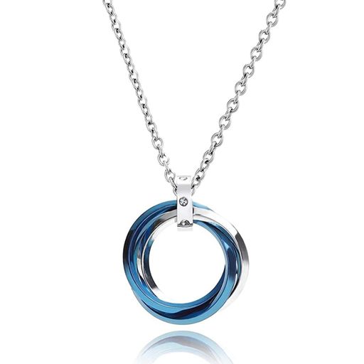 [Kesaeki]ネックレスメンズ人気アクセサリーステンレスペンダントシルバーネックレスチェーンアレルギー対応誕生日プレゼント男性(リング・青+青+シルバ(色))