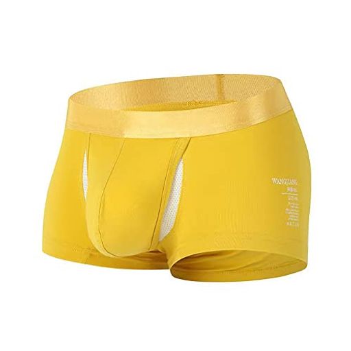 [Pazalor]ボクサーパンツ蒸れない陰嚢分離型両側の前開き竹繊維(XXLイエロー)