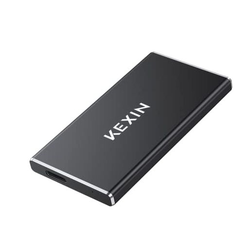 kexin 外付けssd 500gb usb3.1(gen2) 超小型 超高速 ポータブルssd ps4(メーカー動作確認済) 転送速度(最大)550mb/s 超ミニ 2本ケーブル付き type-a/type-c 対応 耐衝撃 薄型 軽量（ブラック）