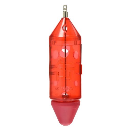 商品名:ワンタッチ缶 L 号数:100号 カラー:レッド サイズ:φ53x95mm 上側穴:φ14x3個 / 下側穴:φ10x3個