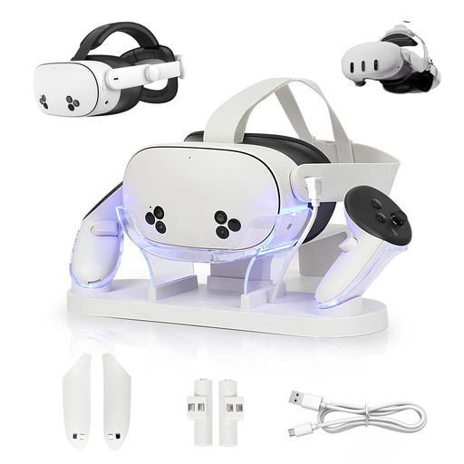 YIPUVRMETAQUEST3/3S用充電ドック、QUEST3/3S用LEDインジケーター付き充電ステーション、QUEST3/3Sヘッドセットとコントローラー用マグネット式充填ステーション、充填式バッテリー2個、USB-Cケー… YIPUVRMETAQUEST3/3S用充電ドック、QUEST3/3S用LEDインジケーター付き充電ステーション、QUEST3/3Sヘッドセットとコントローラー用マグネット式充填ステーション、充填式バッテリー2個、USB-Cケー…