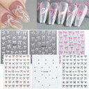 Chisaflyネイルシールリボンネイルステッカーリボン立体白黒赤可愛いネイル用シール3d透明蝶結び6セット