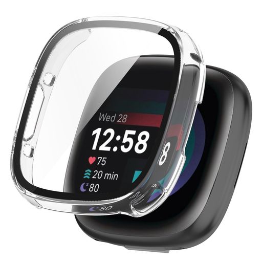 BUITFOUFORFITBITSENSE2/VERSA4カバーFITBITSENSE2/VERSA4ケース超薄型PC+ガラス素材一体型全面保護超薄型装着簡単耐衝撃高透過率指紋防止傷防止(クリア)