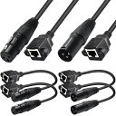 XiatiaosannXLR3ピン-RJ45メスケーブル、RJ45メス-XLRオスネットワークコネクタ延長ケーブル、DMX-CONコントローラ用アダプタケーブル(4パック、1フィート)