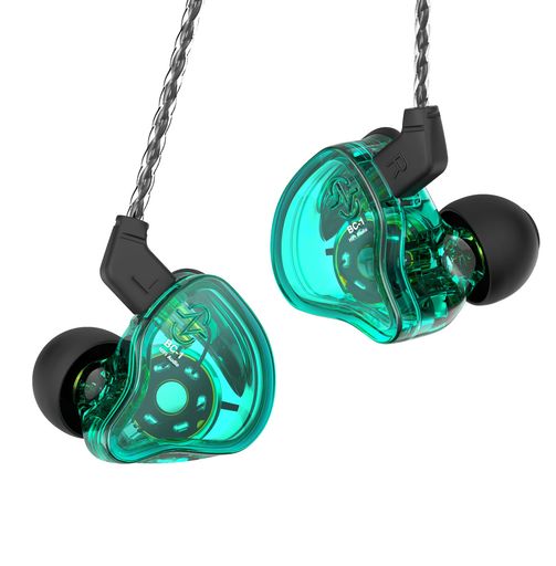 YinyooイヤホンCCZMelody有線有線イヤホンHiFi音質インナーイヤー型ステレオイヤフォン遮音性音漏れ防止イヤフォン耳掛け3.5mmゲームテレワーク仕事通勤ジムなどに適用(グリーン、マイク無し)