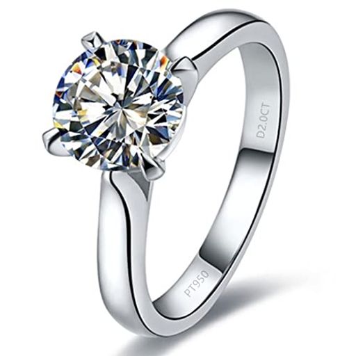 [3MNSCD] Dカラー8.0MM 純銀 2CT婚約指輪シルバーブランド4プロング女性18Kホワイトゴールド結婚 ジュエリー