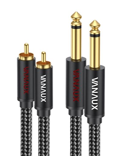 【高耐久性】RCA端子のプラグはセンターピン分割式で、ケーブル接続ユニットがコンパクトになり、脱落しにくく、24K金メッキコネクタは頑丈で高級感があるだけでなく、耐久性と耐腐食性にも優れています。2x6.35mmto2RCAケーブルの外層には、15000回以上の屈曲に耐える耐久性の高い綿ブレードを採用し、曲げ破損を防ぎ、通常のPVC製オーディオケーブルの数倍の長寿命化を実現しました。堅牢な構造により、優れた耐久性と耐断線性を実現しています。 【優れた音質】6.35mmtoRCAケーブルは、複数のシールド層で設計されており、信号の損失を最小限に抑え、歪みを低減し、クリアで優れた音質を確保します。高純度OFC無酸素銅内芯線により、最高の導電性と耐久性を実現。長時間の使用による信号劣化がありません。 【幅広い用途に対応】このRCA-1/4ケーブルは、6.35mmまたはRCAコネクターに対応しています。ギター、キーボードピアノ、DVDプレーヤーをアンプ、ミキサー、サウンドバー、マルチメディアスピーカーに接続するために使用することができます。