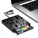 CD DVDドライブ 外付けDVDレコCD/DVD-RプレイヤーUSB3.0&USB-C両用ケーブル WINDOW/LINUX/MAC OS対応 - ブラック