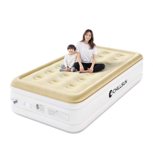 CHILLSUN電動エアーベッドシングルサイズ耐荷重350kgエアーマットレスキャンプ電動ポンプ内蔵極厚膨脹..