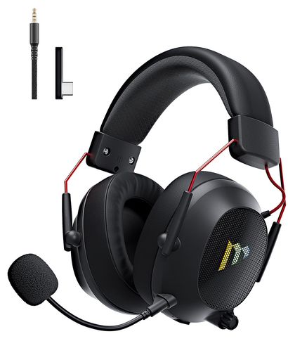 MYTRIXゲーミングヘッドセットPS5ヘッドホンゲーミングマイク付き着脱式ノイズ遮断マイク付3WAY接続ヘッドフォンPC/スマホ/SWITCH/PS5/PS4などに対応ステレオゲーム用ヘッドホンRGBLEDライト男…
