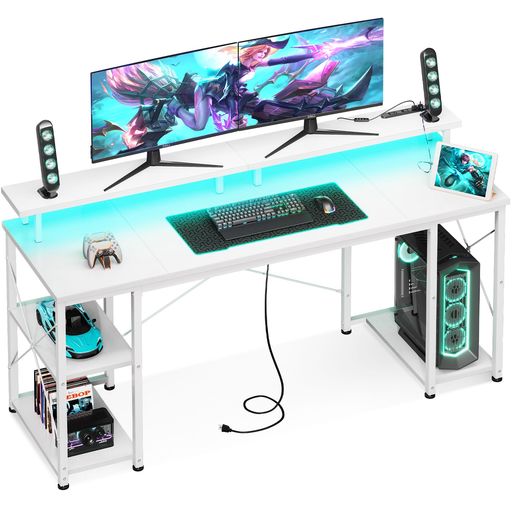 AODKゲーミングデスクパソコンデスクコンセント&LED付き机PCデスク幅160CM両側ラック&モニター台付き勉強机ゲームデスクCOMPUTERDESKワークデスクオフィスデスク長机左右入れ替え対応ホワイト AODKゲーミングデスクパソコンデスクコンセント&LED付き机PCデスク幅160CM両側ラック&モニター台付き勉強机ゲームデスクCOMPUTERDESKワークデスクオフィスデスク長机左右入れ替え対応ホワイト