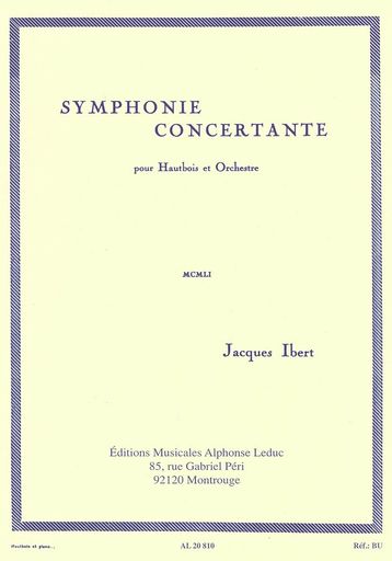原題:IBERT:SYMPHONIECONCERTANTEHAUTBOISETPIANO 編成・種類:オーボエ、ピアノ