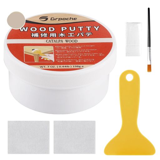 Grpoche木工パテパテ隙間埋め木材補修用パテ穴埋め木製品のキズ/ひび割れ/ネジ穴/亀裂など補修簡単使用耐久性木製テーブル、戸棚、床、ドアを補修パテ隙間パテすきまパテサンドペーパ…(4)