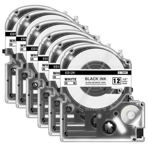 互換テプラテープ12MM白SS12KキングジムテープカートリッジテプラPROてぷらーテープ6個白地黒文字