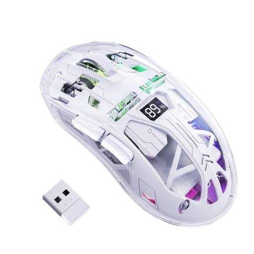 ZIYOULANGxFREEWOLFA2ゲーミングマウスワイヤレスRGBイルミネーション透明PCケース原相3212チップ1680万色照明電池残量ディスプレイ2.4G&BLUETOOTH接続人間工学デザイン長寿命スイッチ