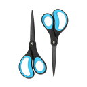 LIVINGO2本セット21CMチタングルーレスハサミはさみ事務用プレミアムフッ素コートステンレス快適なソフトハンドル超鋭手芸いハサミ(あお/くろ)