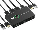 KVMスイッチ-NUIKOTI HDMI KVM切替器 2入力1出力 4K@60HZをサポート 2台のコンピューター用のUSB HDMIスイッチ キーボードマウスプリンターと1台のHDモニターを共有 USBケーブル2本とHDMIケーブル2本付き