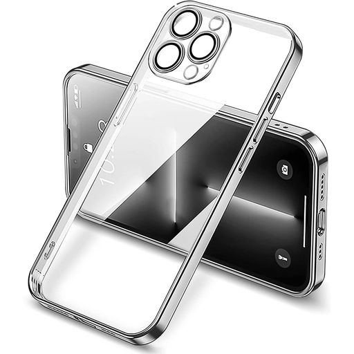 Tecxin iPhone 12 Pro Max 用 ケース 超薄型 高級メッキ 透明 耐衝撃 TPU素材 レンズ保護 黄変防止 6.7インチ シルバー