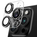 PODICKカメラフィルムIPHONE16PRO/16PROMAX用カメラカバーキラキラ9H強化ガラスアルミ合金アイフォン16プロ/16PROMAX用カメラ保護ピカピカキズ防止耐衝撃高透過率黒縁取り露出オーバー防止(2)