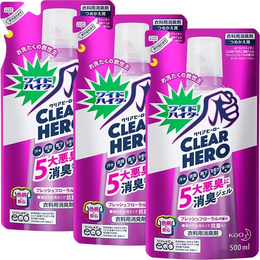 【まとめ買い】ワイドハイター CLEARHERO(クリアヒーロー) 消臭ジェル フレッシュフローラル 詰め替え 500ML×3個 【まとめ買い】ワイドハイター CLEARHERO(クリアヒーロー) 消臭ジェル フレッシュフローラル 詰め替え 500ML×3個
