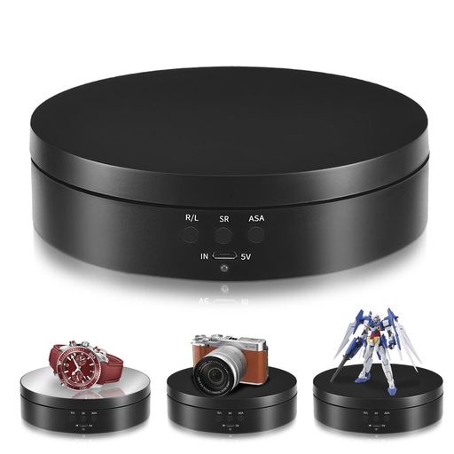 L’QECTED電動回転台 360度小型電動ターンテーブル 回転台 直径13.8CM 耐荷重3kg 方向角度調整可能低騒音電気回転 展…