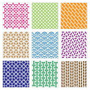 BENECREATステンシルシートプラスチック製和紋様描画テンプレート30cm9枚入り手帳用絵図ペイントリサイクル