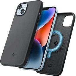 SPIGEN IPHONE14PLUS ケース MAGSAFE対応 マグネット搭載 シリコーンケース 4重構造 指紋防止 擦り傷防止 レンズ保護 超薄型 超軽量 シリコン・フィット マグ・フィット ACS04920 (ブラック)