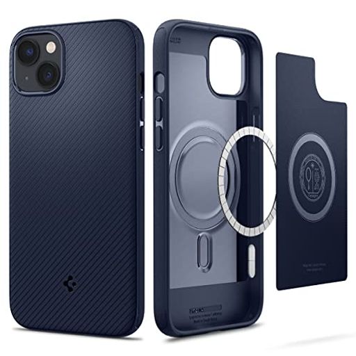 SPIGEN IPHONE14PLUS ケース MAGSAFE対応 マグネット搭載 TPU ワイヤレス充電対応 米軍MIL規格取得 耐衝撃 すり傷防止 マグ・アーマー マグフィット ACS04919 (ネイビー・ブルー)