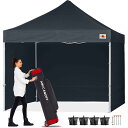 ABCCANOPYワンタッチタープテント屋根用ポール付き横幕4枚(サイドシート3枚ドアシート1枚付き)ファスナーで連結3m/2.5m大型テント3段階調節キャスターバッグ付き高強度(4)