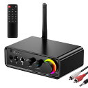 Bluetoothアンプ5.3パワーアンプ2.0チャンネル100Wx2TPA3116D2クラスDデジタルアンプ小型オーディオアンプDSP内蔵低音高音コントロールRGBライトRCA/同軸/光入力スピーカー用
