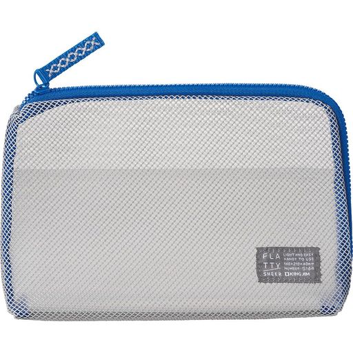 ポップなカラーとシアー感が特徴の軽やかなメッシュポーチ 【外形寸法】約140(H)x210(W)x40(D)mm 【質量】 約64g 【カラー】グレー 【主な材質】PVC
