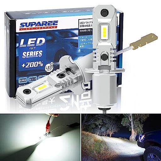 SUPAREE H3 LED フォグランプ 24V 爆光 H3 LED 24V ホワイト ショート H3 LED バルブ 6500K 1200LM 12V/24V車検対応 CSPチップ搭載 両面発光 高輝度 2本セット