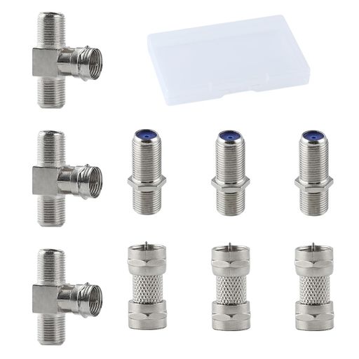 GOLDDEER9件アンテナ同軸ケーブル3分岐3端子(メスx2オスx1)ネジ式F型コネクタFタイプ同軸ケーブルスプリッターテレビアンテナケーブル延長コネクタF型同軸ケーブルスプリッターアンテナケ…