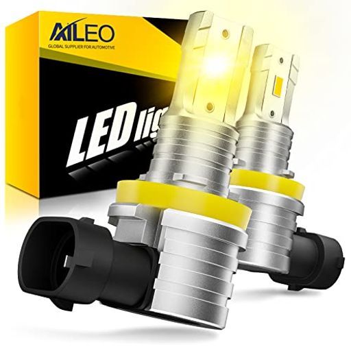 AILEO H11 LED フォグランプ 車用 黄色 H11 LEDフォグ 車検対応 LEDフォグランプ 爆光 無極性 3000K イエロー 一体型 CSPチップ搭載 2個セット